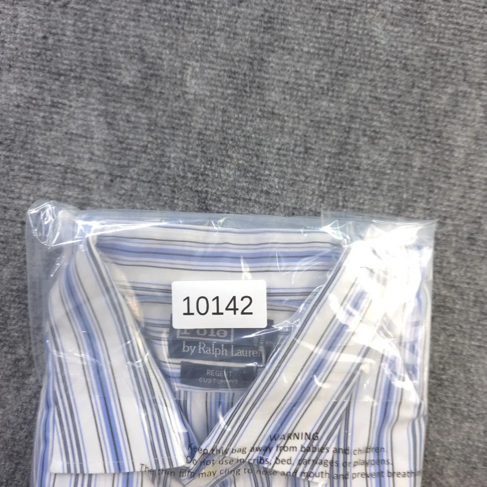 Polo Ralph Lauren Shirt 2XL 18 White Blue Striped Long‎ Sleeve Button Up Cotton